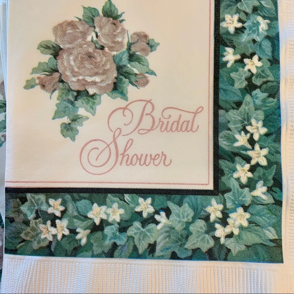 Vintage Ivy & Roses Floral Bridal Shower Paper Goods Cups Plates